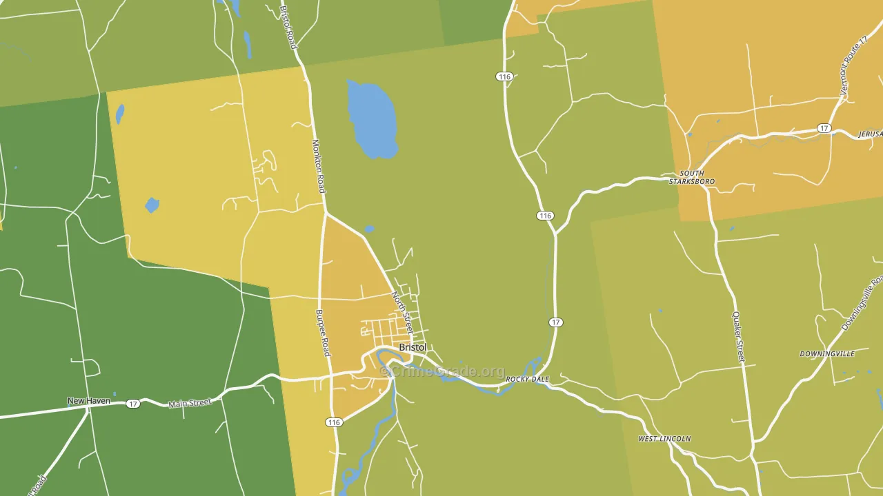 Bristol, VT Map of Murder Rates