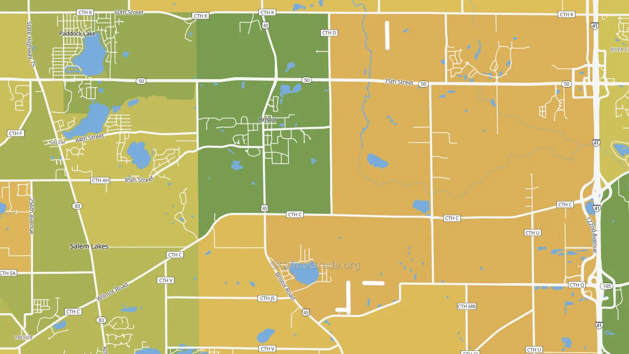 Bristol, WI Map of Murder Rates