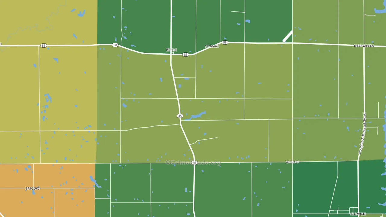 Bristolville, OH Map of Murder Rates