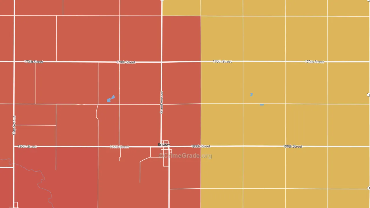 Bristow, IA Map of Murder Rates