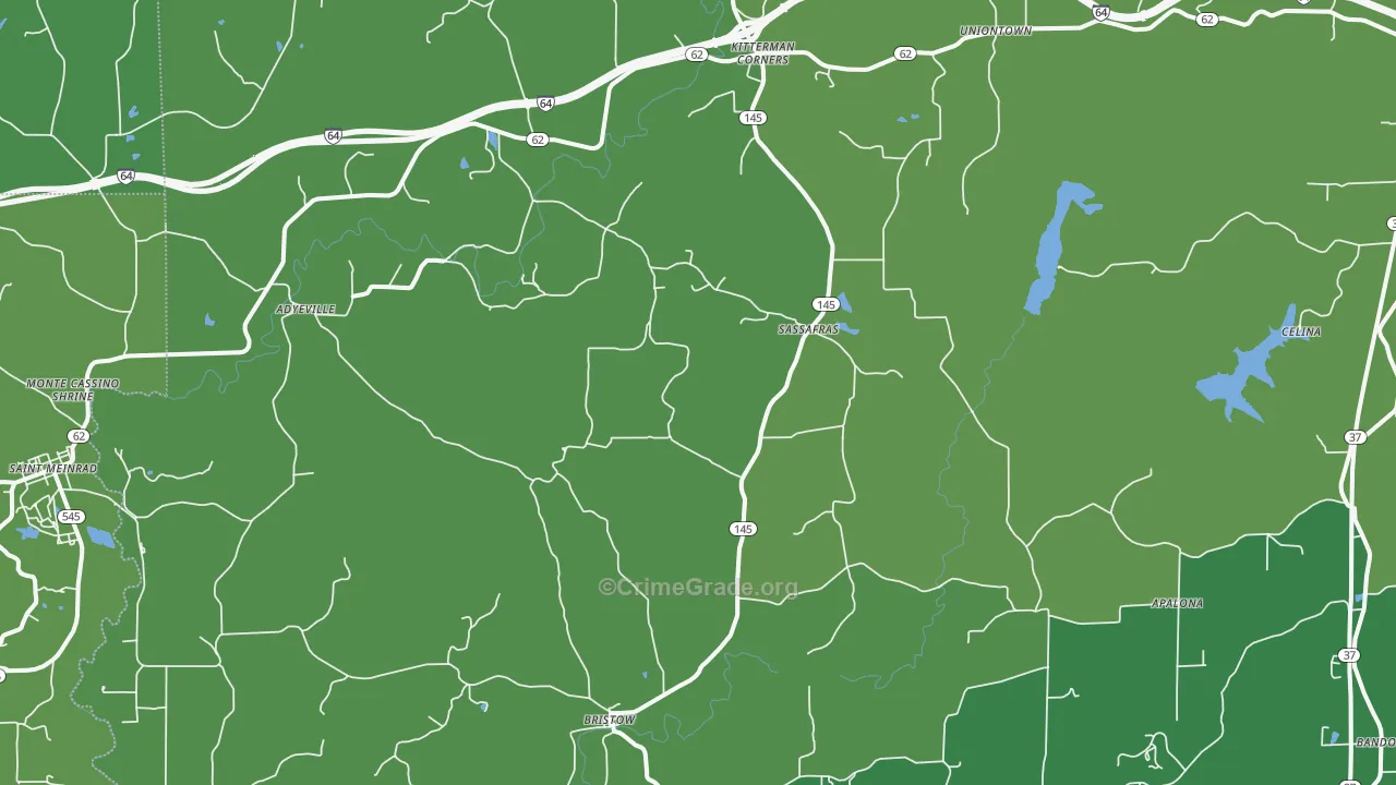 Bristow, IN Map of Murder Rates