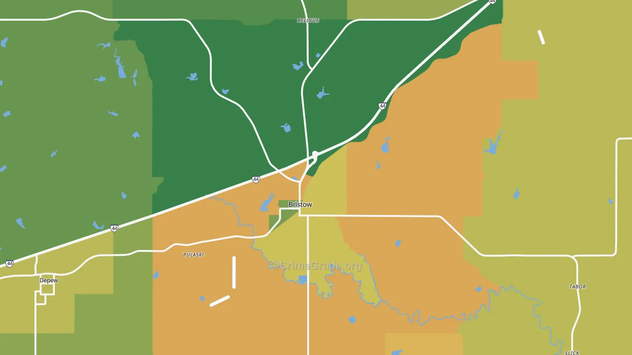 Bristow, OK Map of Murder Rates