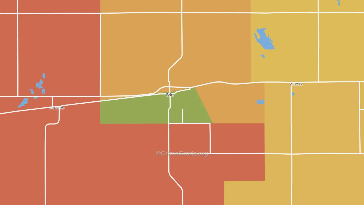 Britt, IA Map of Murder Rates