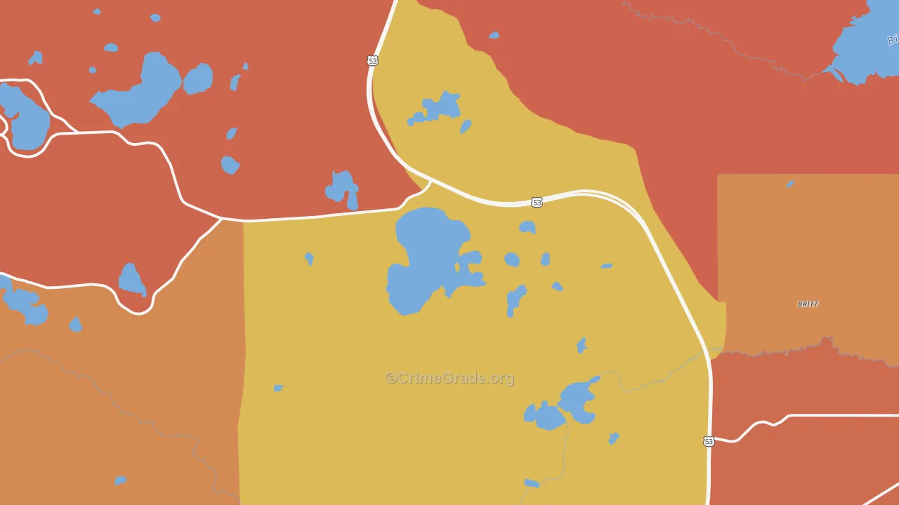 Britt, MN Map of Murder Rates
