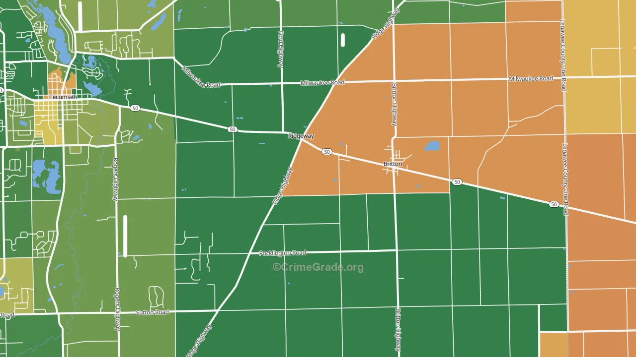 Britton, MI Map of Murder Rates