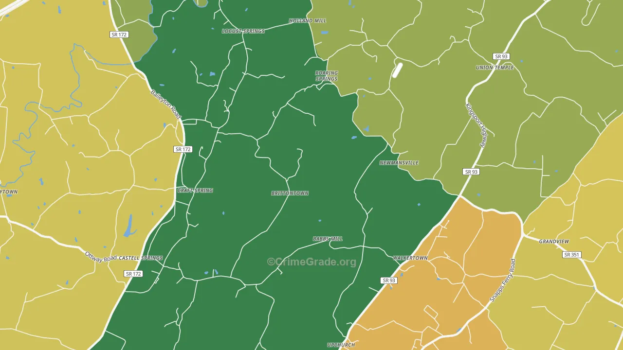 Brittontown, TN Map of Murder Rates