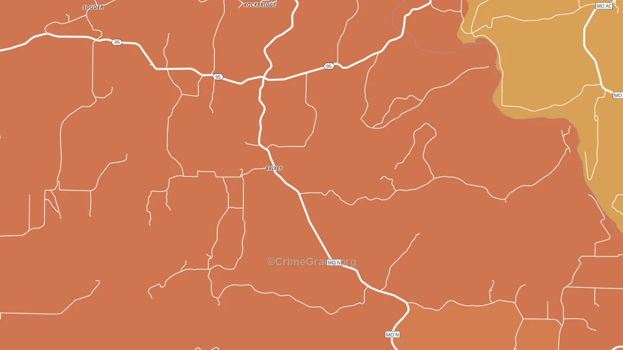 Brixey, MO Map of Murder Rates