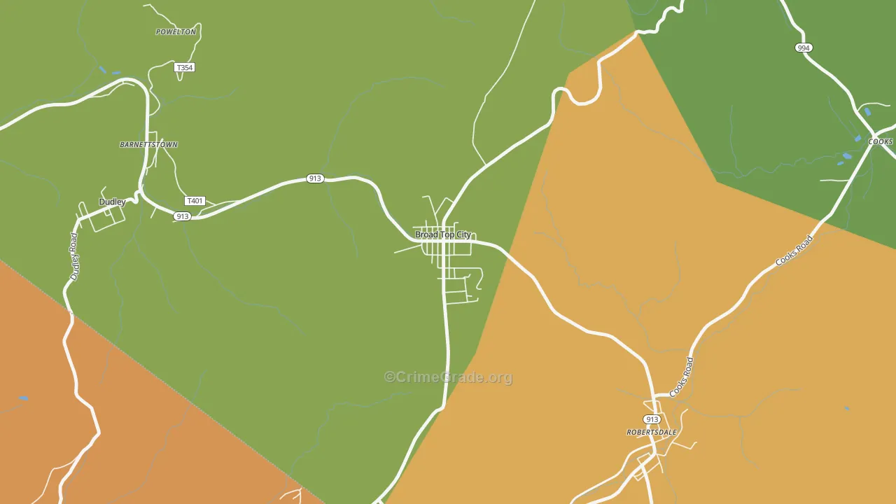 Broad Top City, PA Map of Murder Rates