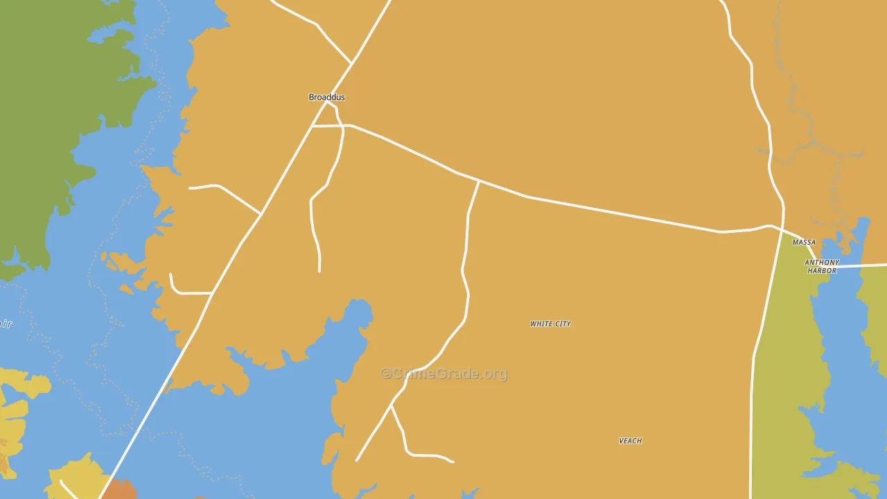 Broaddus, TX Map of Murder Rates