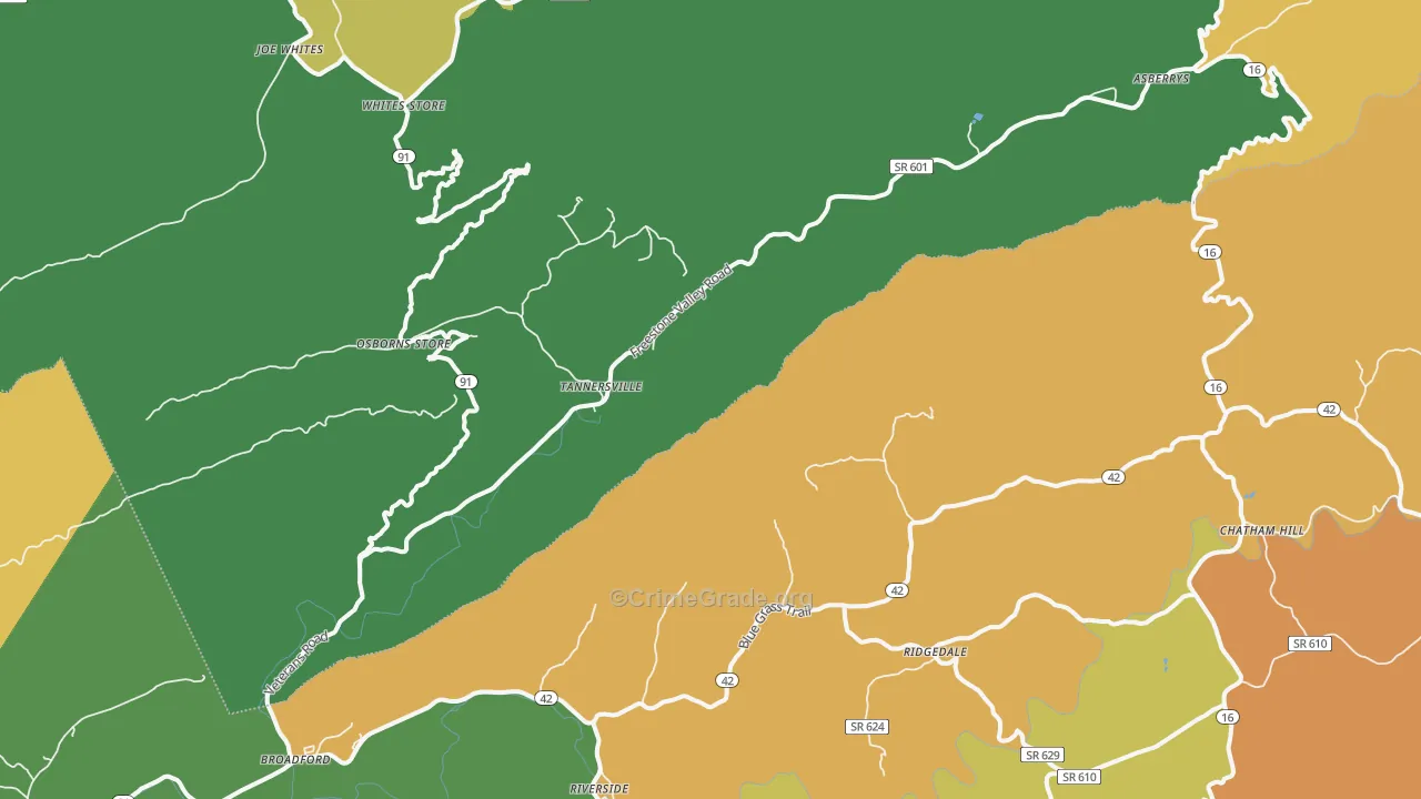 Broadford, VA Map of Murder Rates