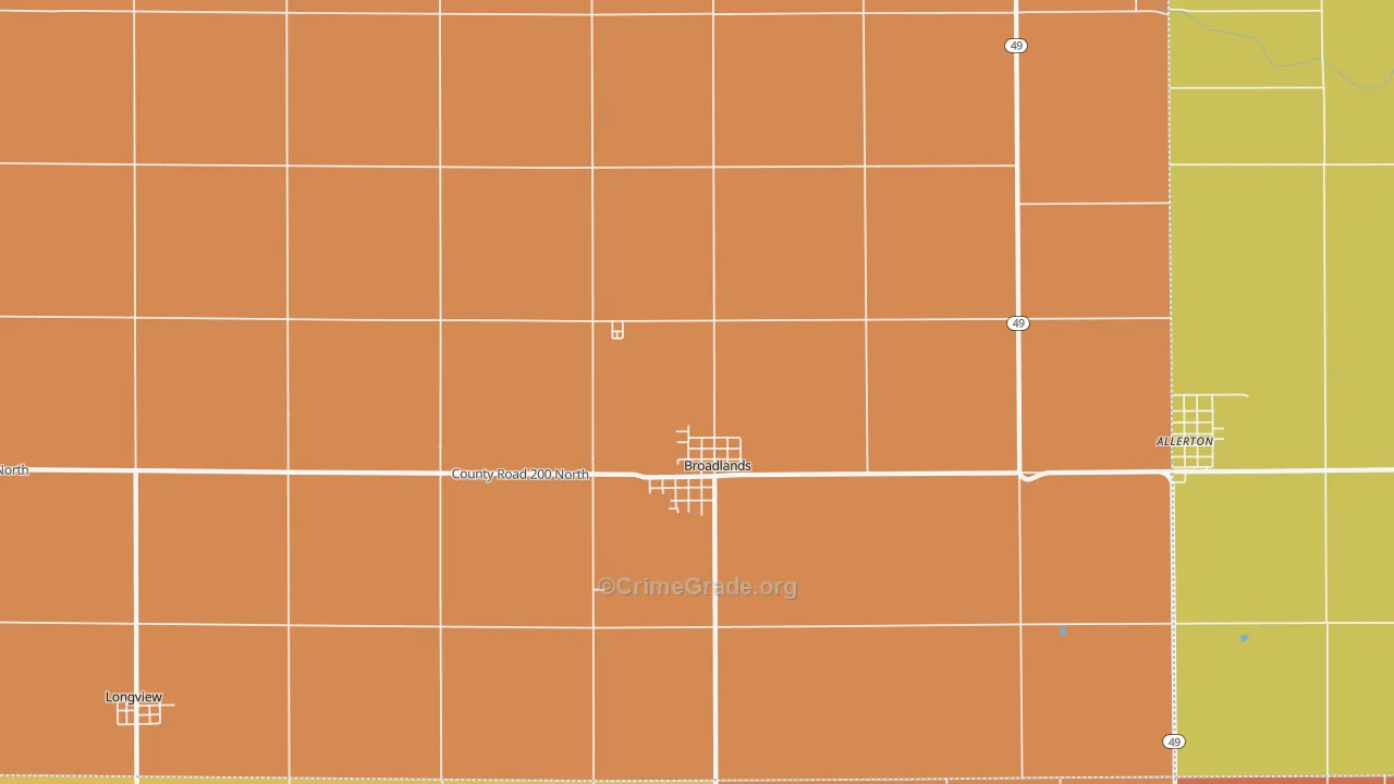 Broadlands, IL Map of Murder Rates
