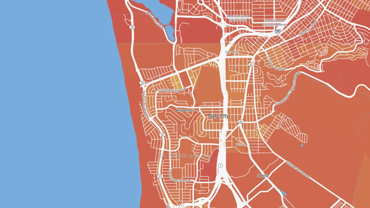Broadmoor, Daly City, CA Map of Murder Rates