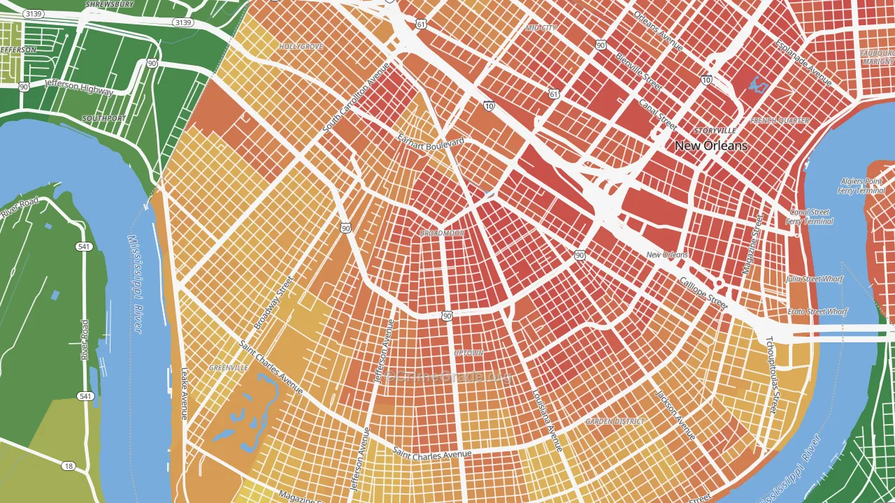 Broadmoor, New Orleans, LA Map of Murder Rates