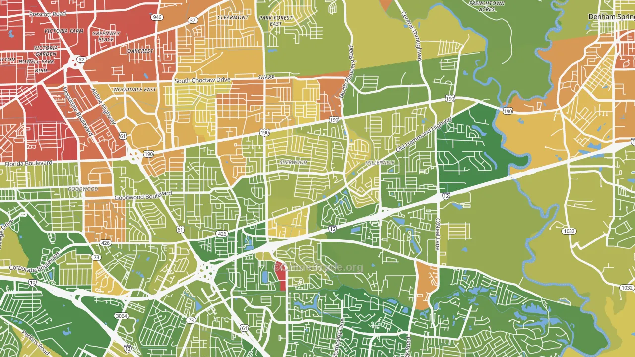 Broadmoor-Sherwood, Baton Rouge, LA Map of Murder Rates