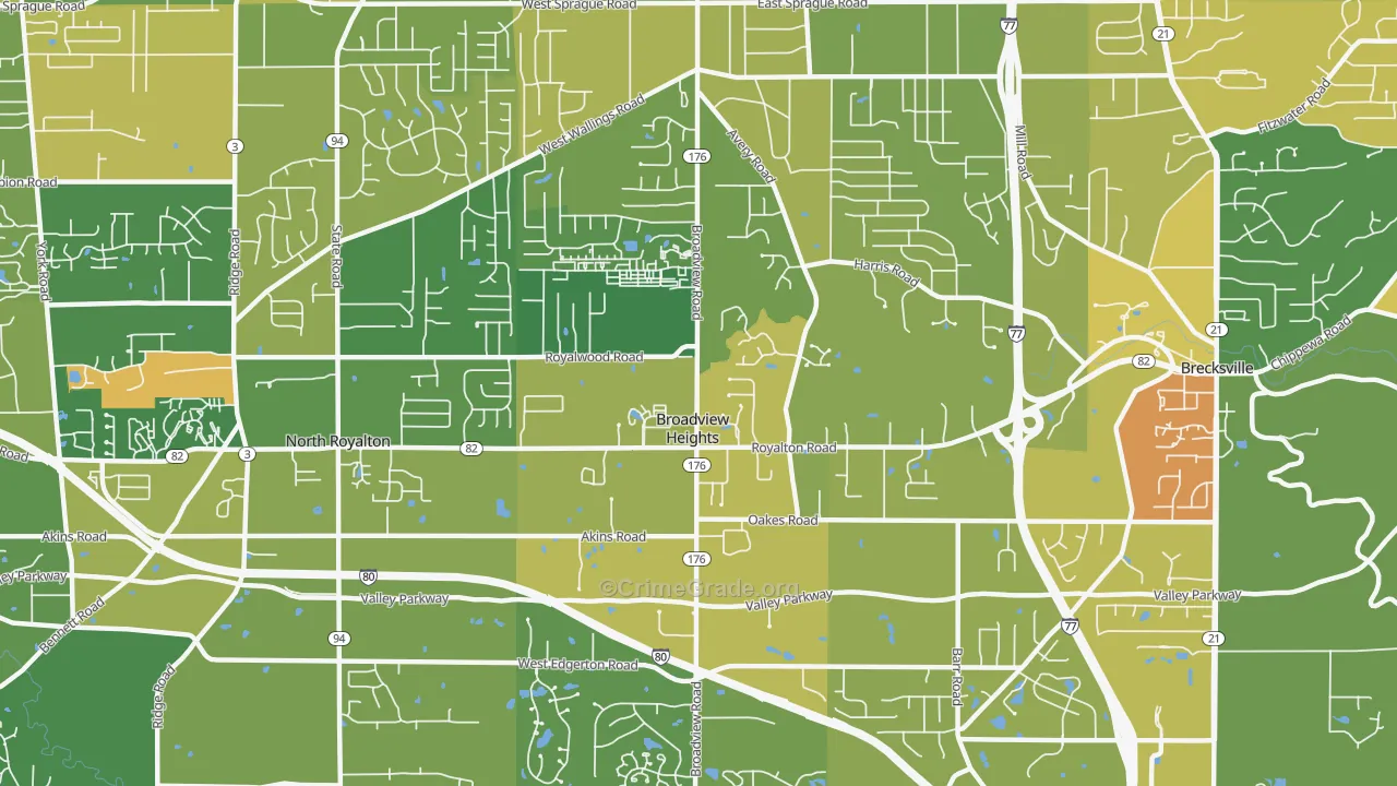 Broadview Heights, OH Map of Murder Rates