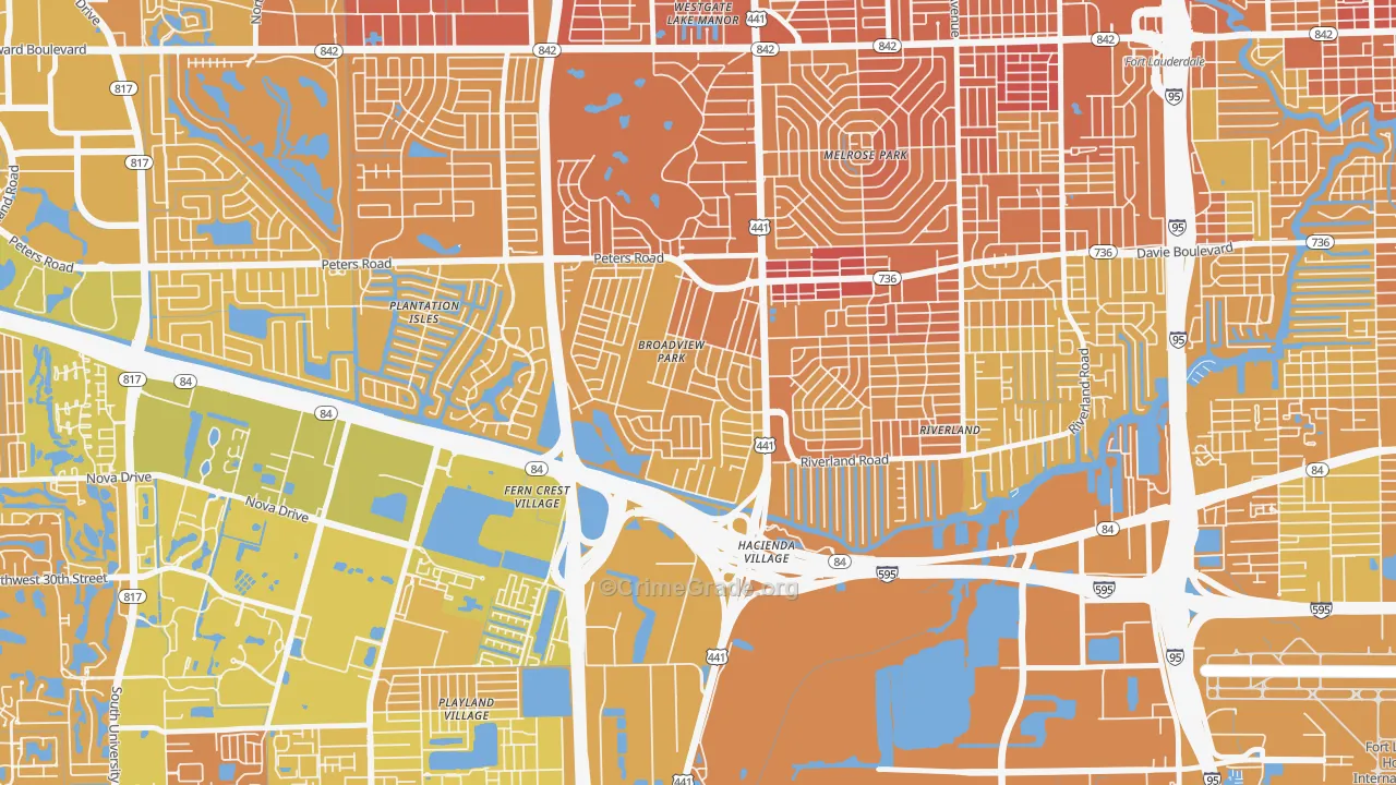 Broadview Park, Fort Lauderdale, FL Map of Murder Rates