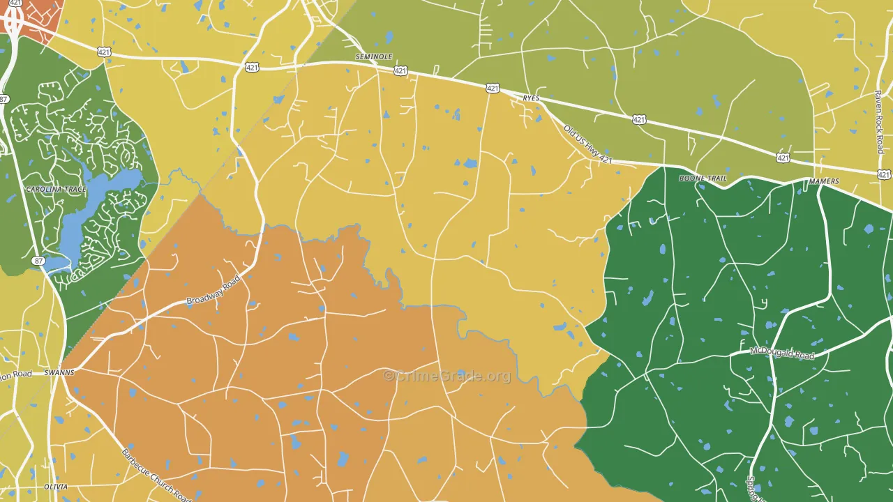 Broadway, NC Map of Murder Rates