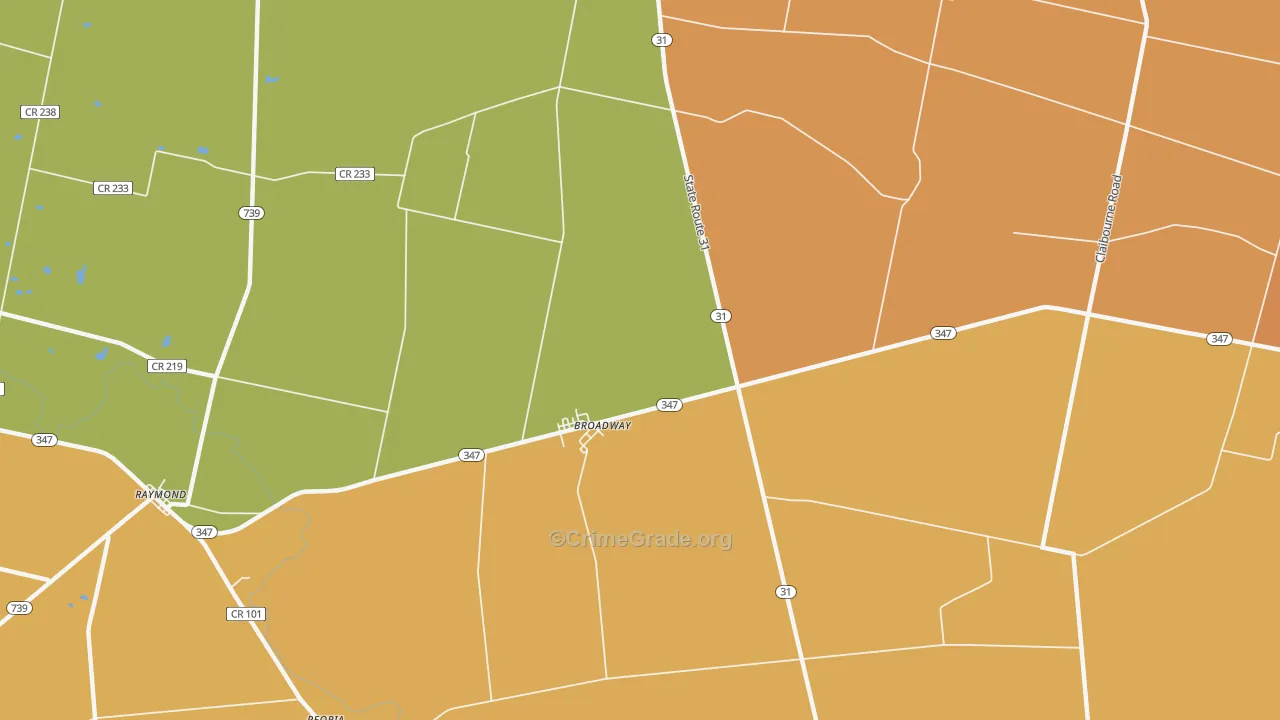 Broadway, OH Map of Murder Rates