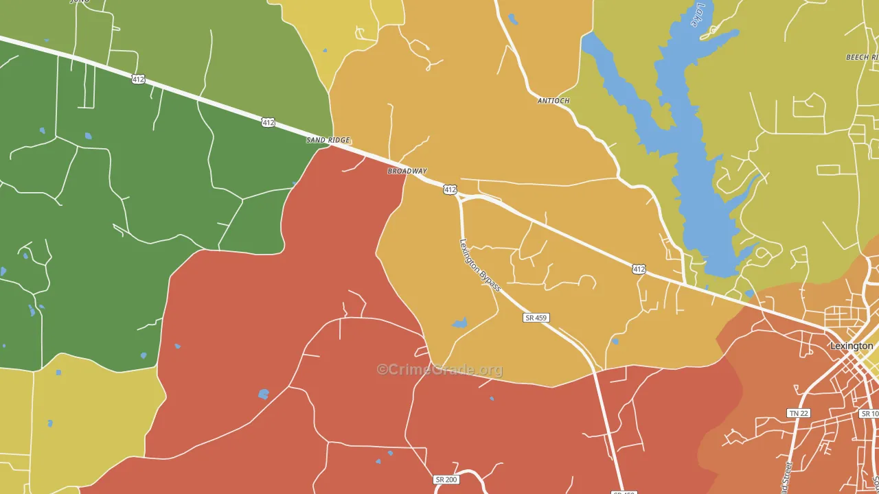 Broadway, TN Map of Murder Rates