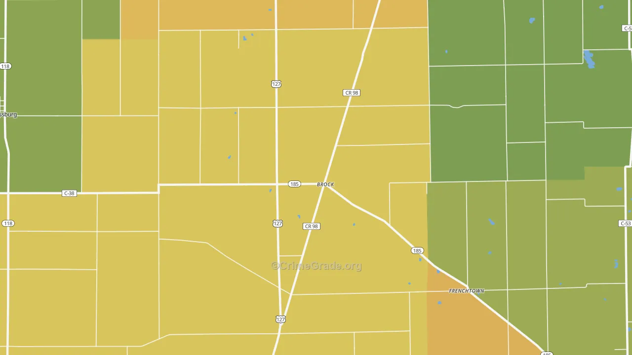 Brock, OH Map of Murder Rates