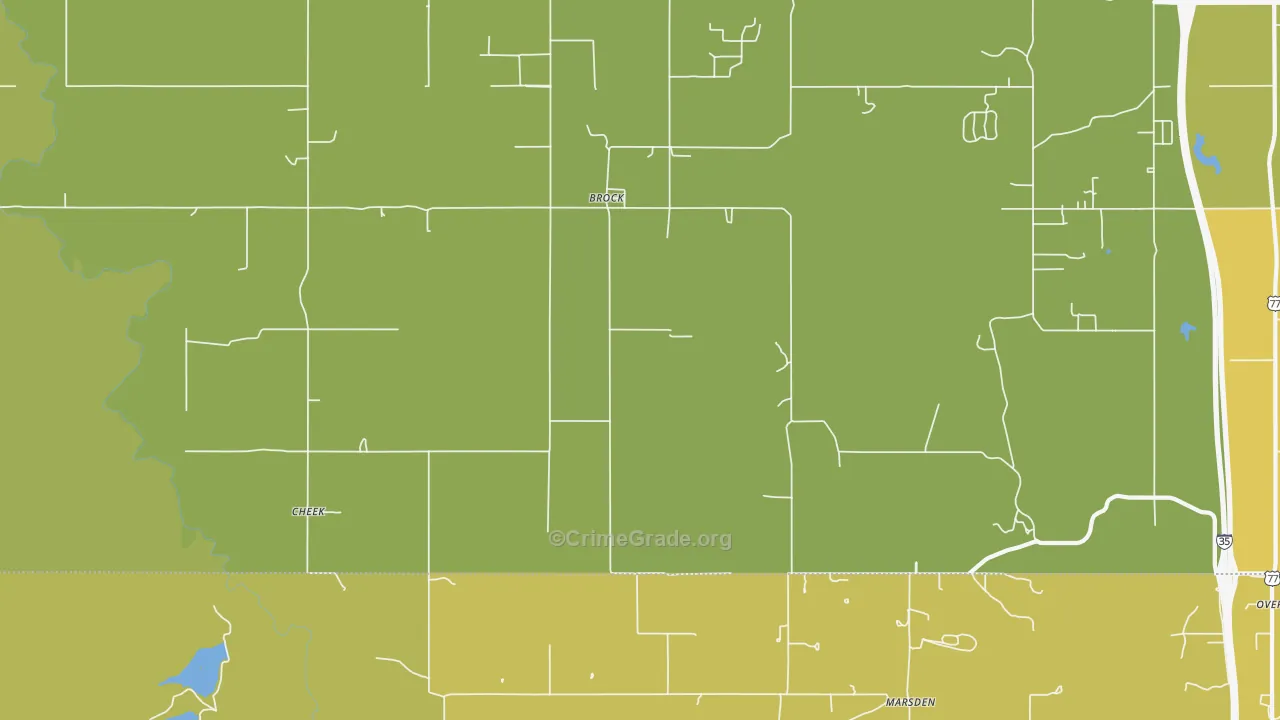 Brock, OK Map of Murder Rates