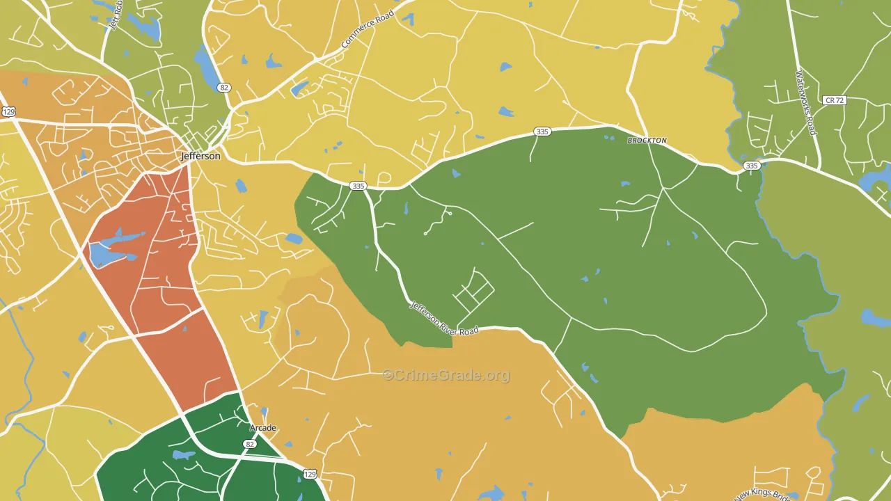 Brockton, GA Map of Murder Rates
