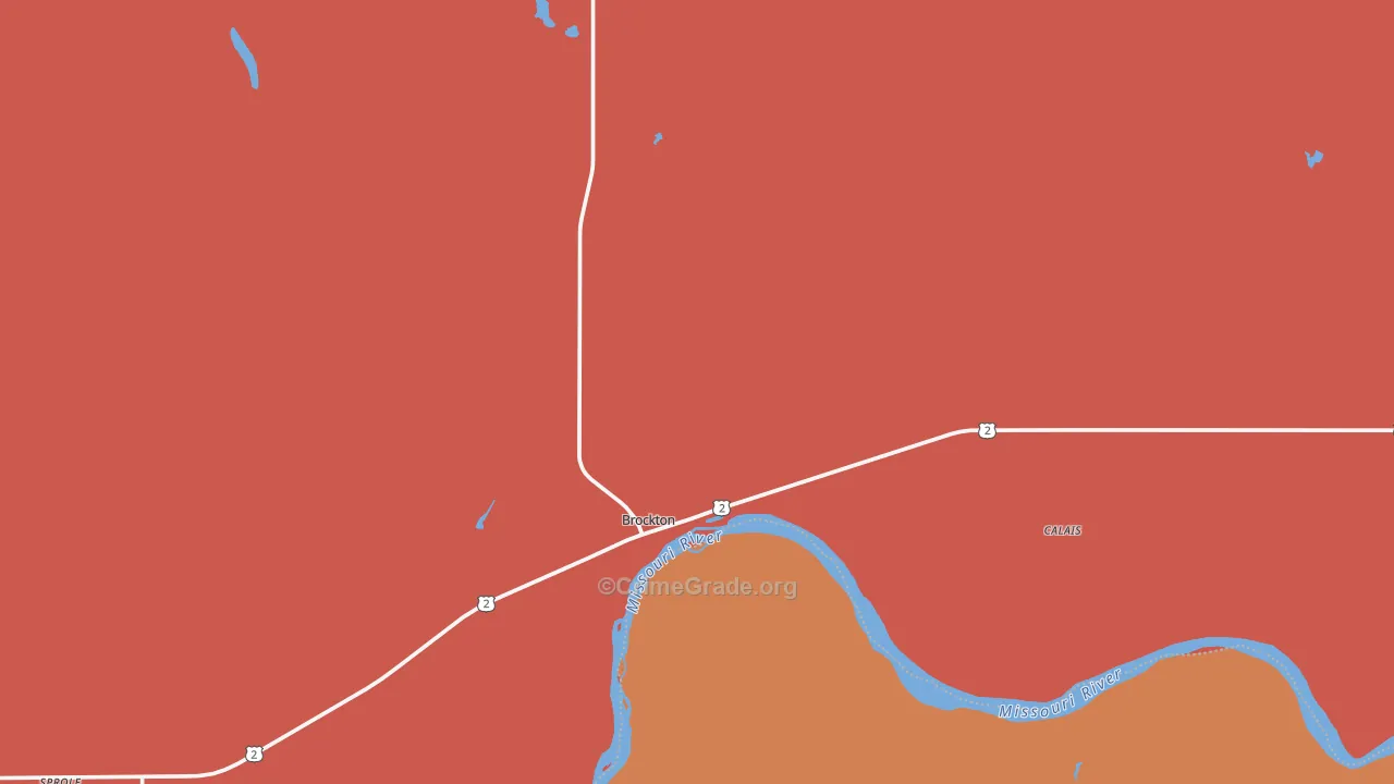 Brockton, MT Map of Murder Rates