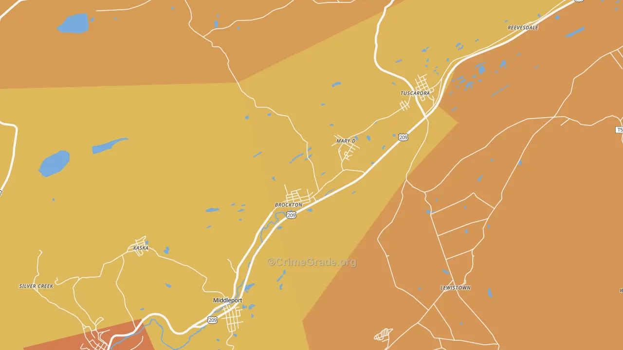Brockton, PA Map of Murder Rates