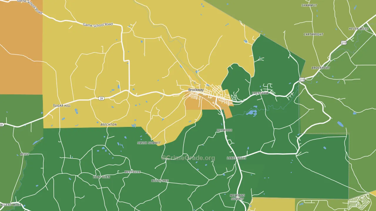 Brockway, PA Map of Murder Rates