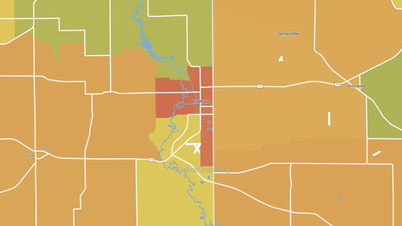 Brodhead, WI Map of Murder Rates