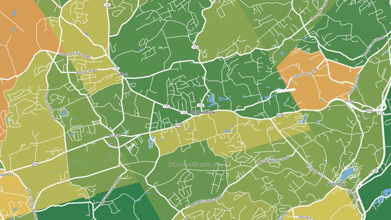 Brodheadsville, PA Map of Murder Rates