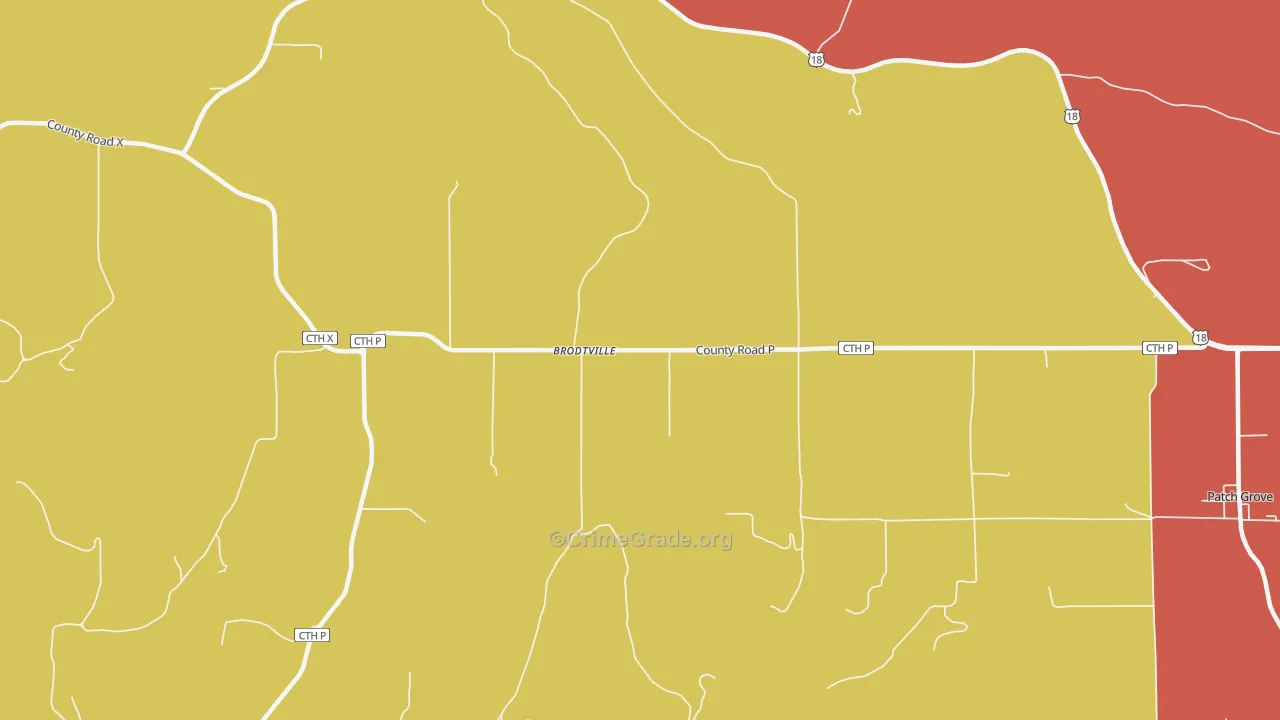 Brodtville, WI Map of Murder Rates