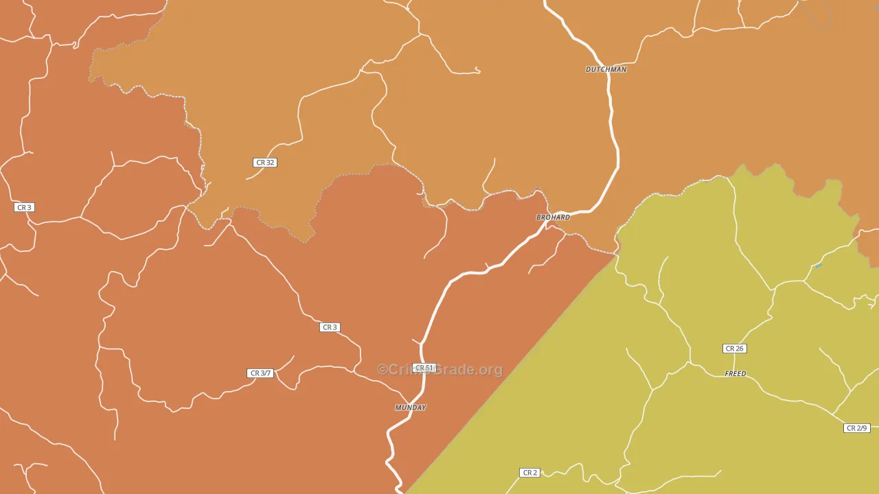 Brohard, WV Map of Murder Rates