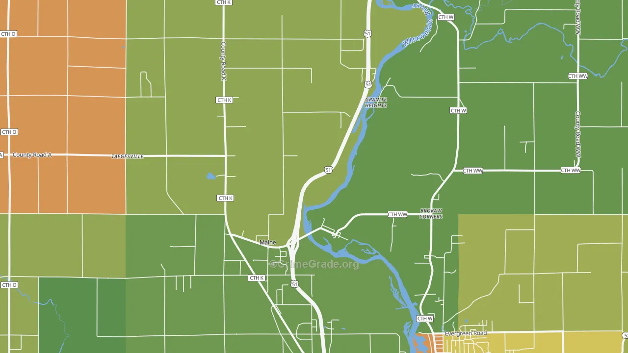 Brokaw, WI Map of Murder Rates