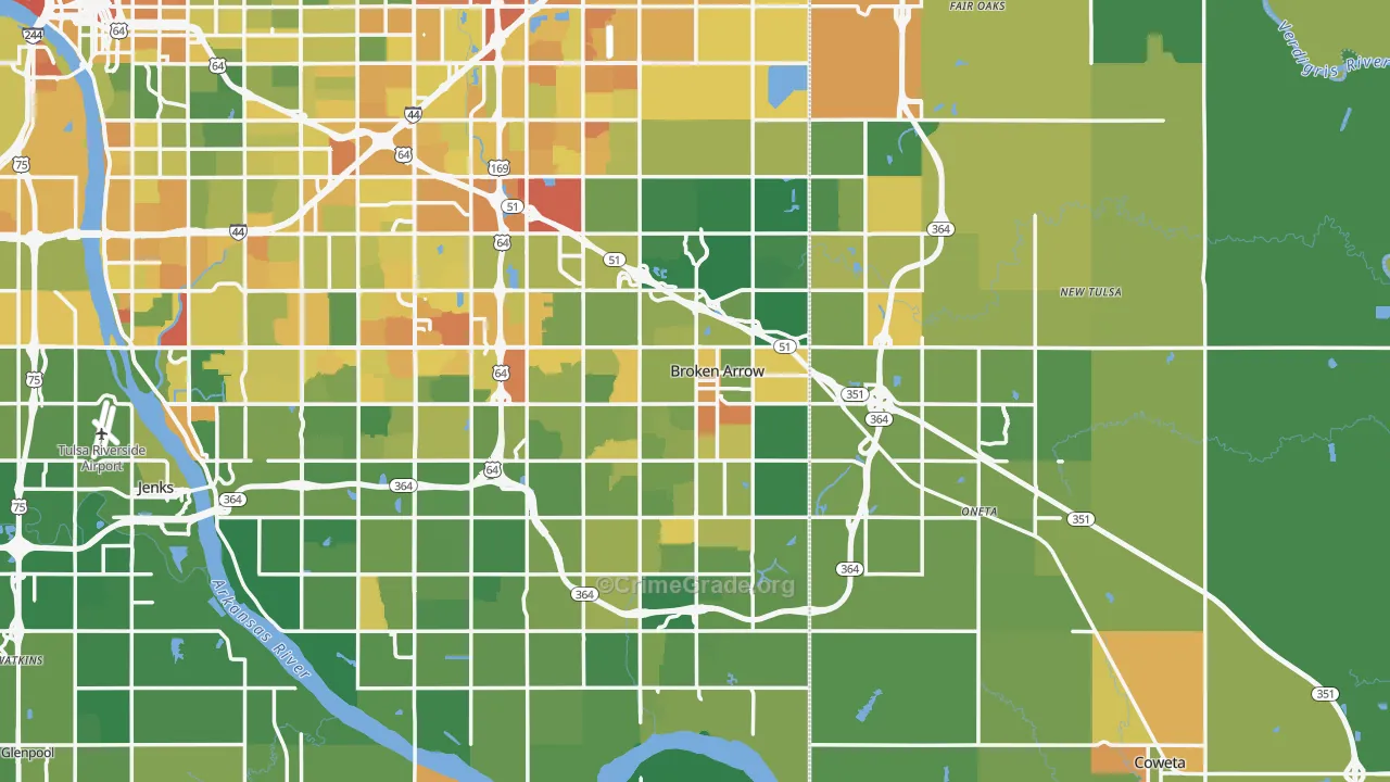 Broken Arrow, OK Map of Murder Rates