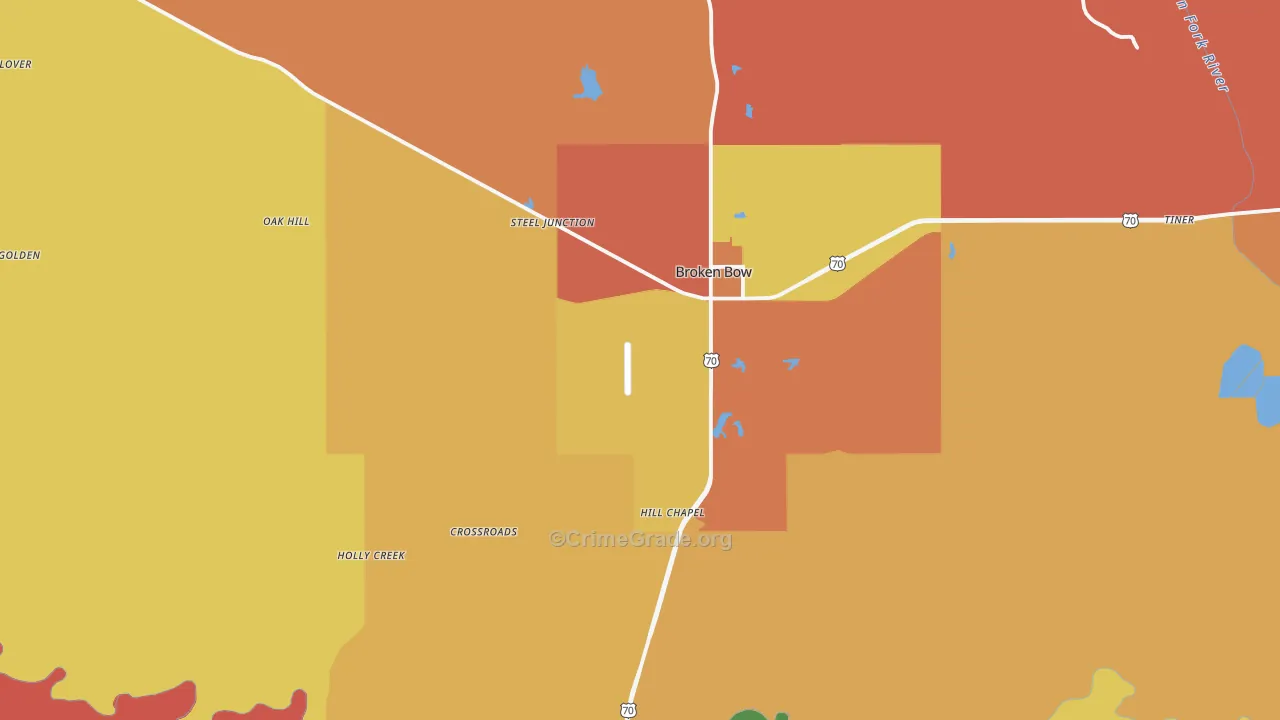 Broken Bow, OK Map of Murder Rates
