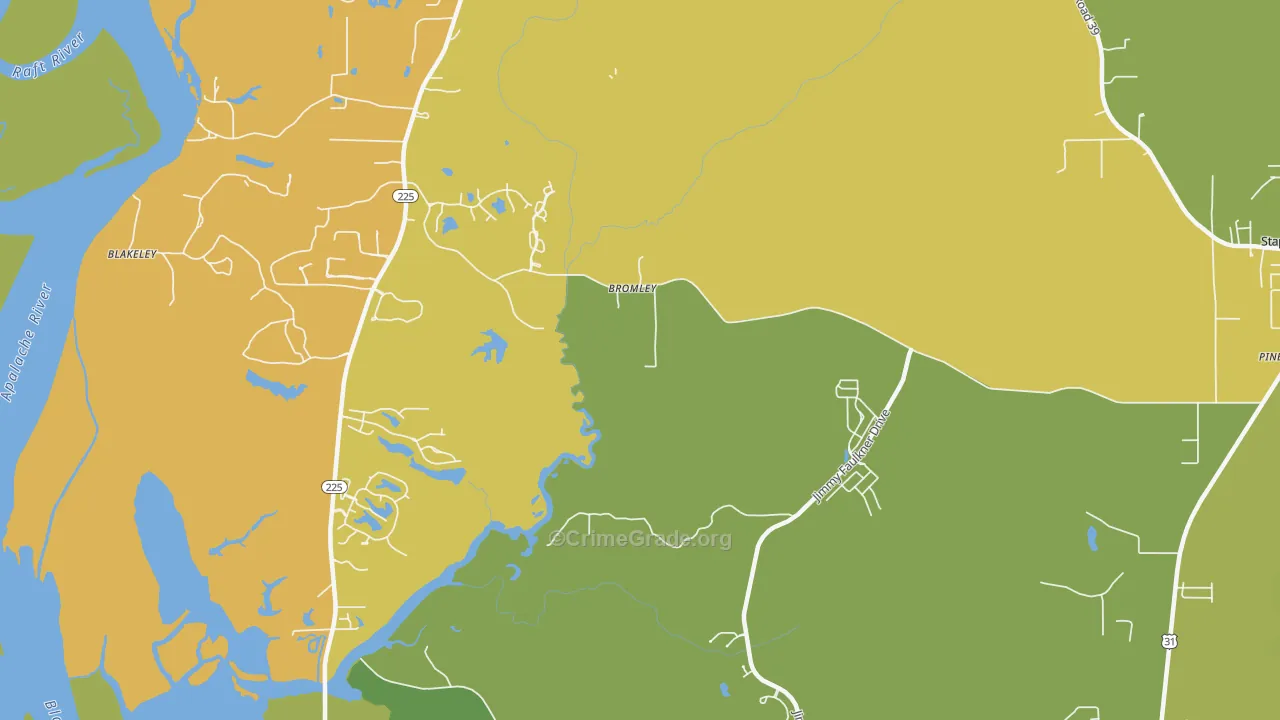 Bromley, AL Map of Murder Rates