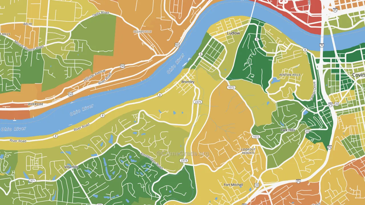 Bromley, KY Map of Murder Rates
