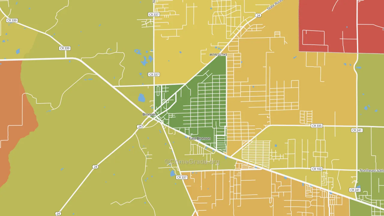 Bronson, FL Map of Murder Rates