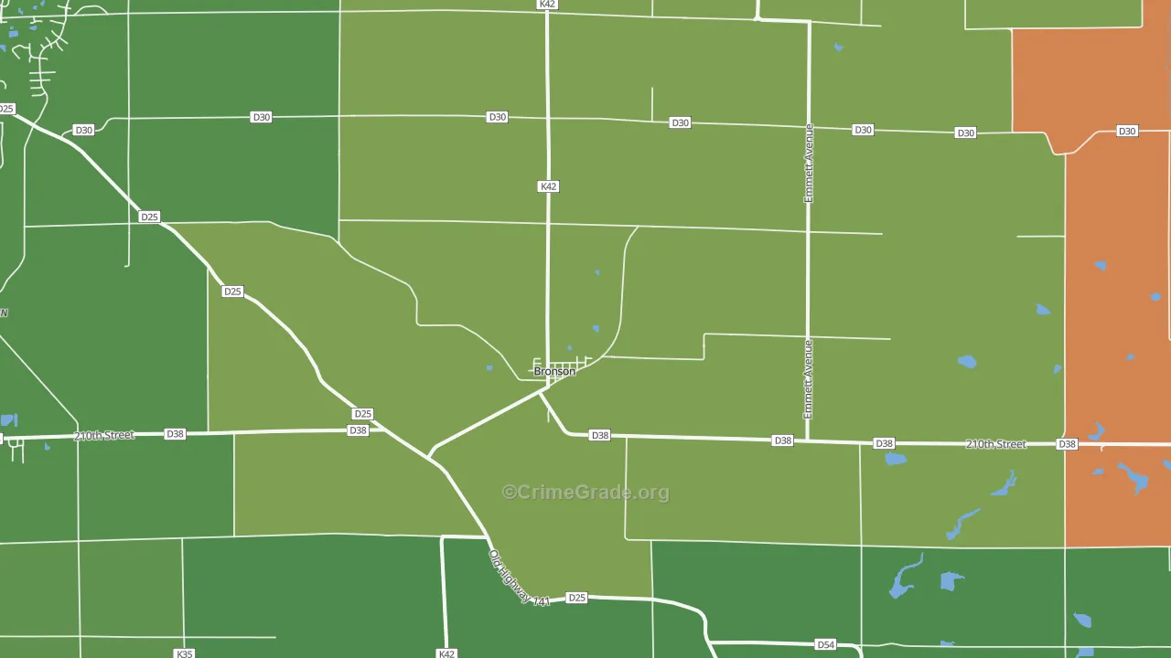 Bronson, IA Map of Murder Rates