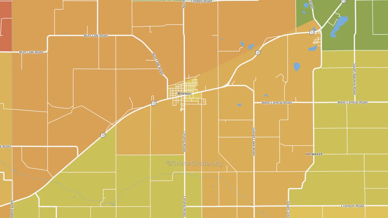 Bronson, MI Map of Murder Rates