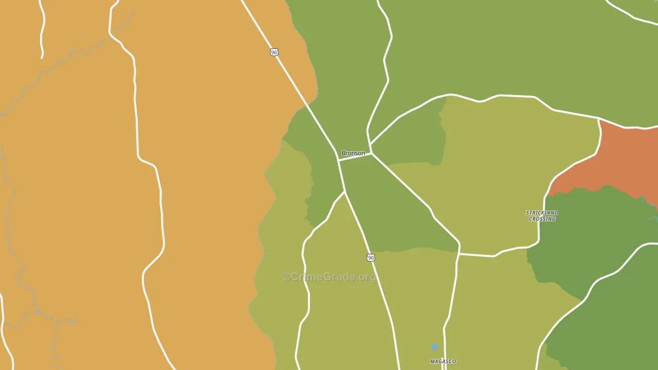 Bronson, TX Map of Murder Rates