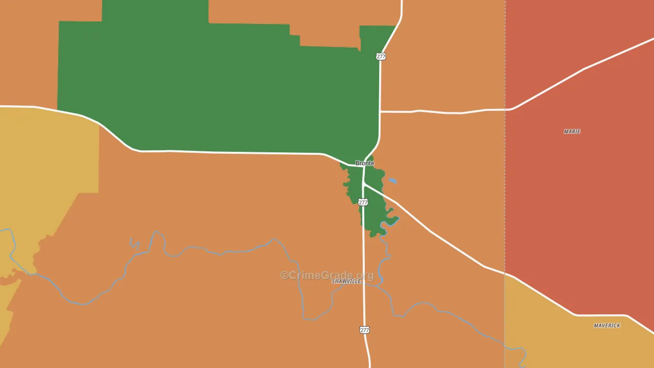 Bronte, TX Map of Murder Rates