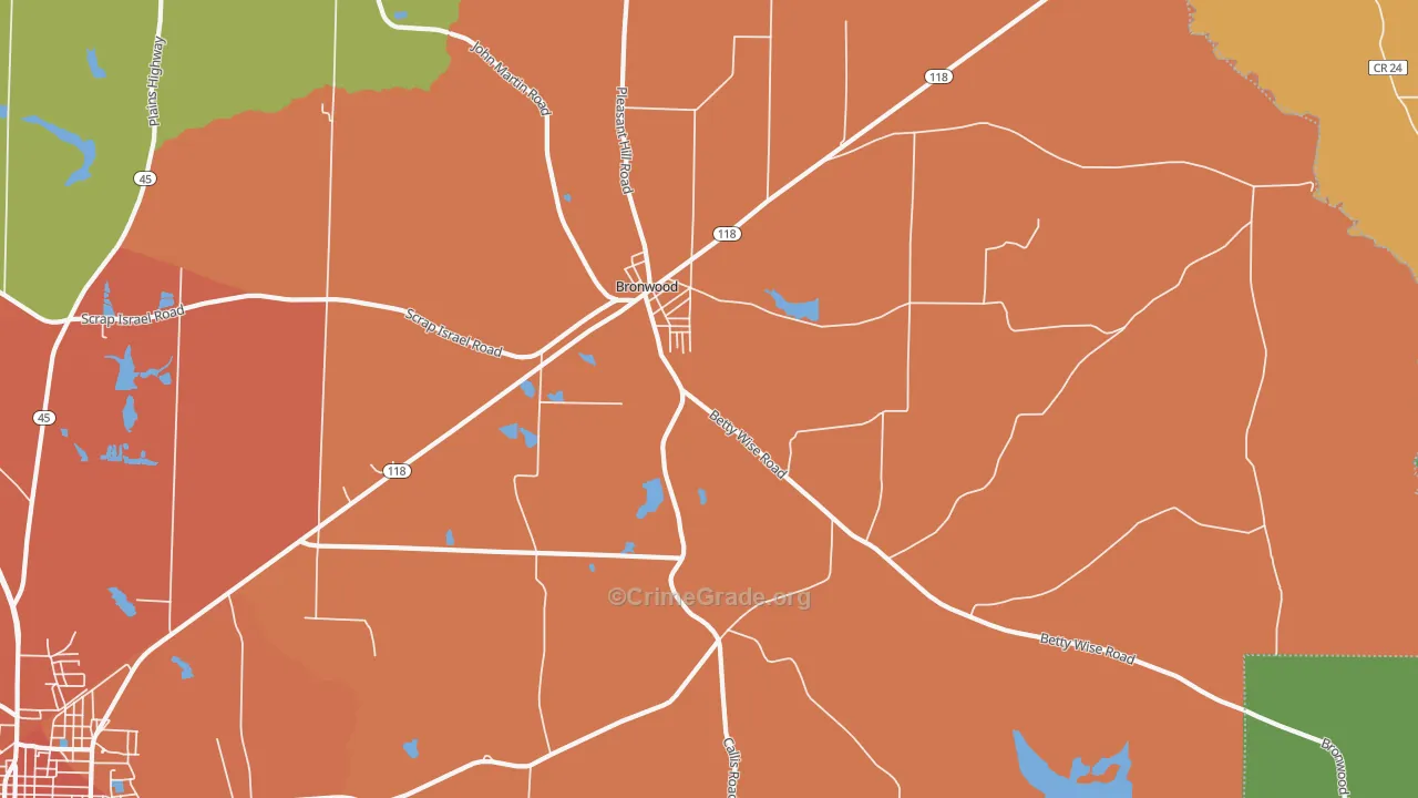 Bronwood, GA Map of Murder Rates