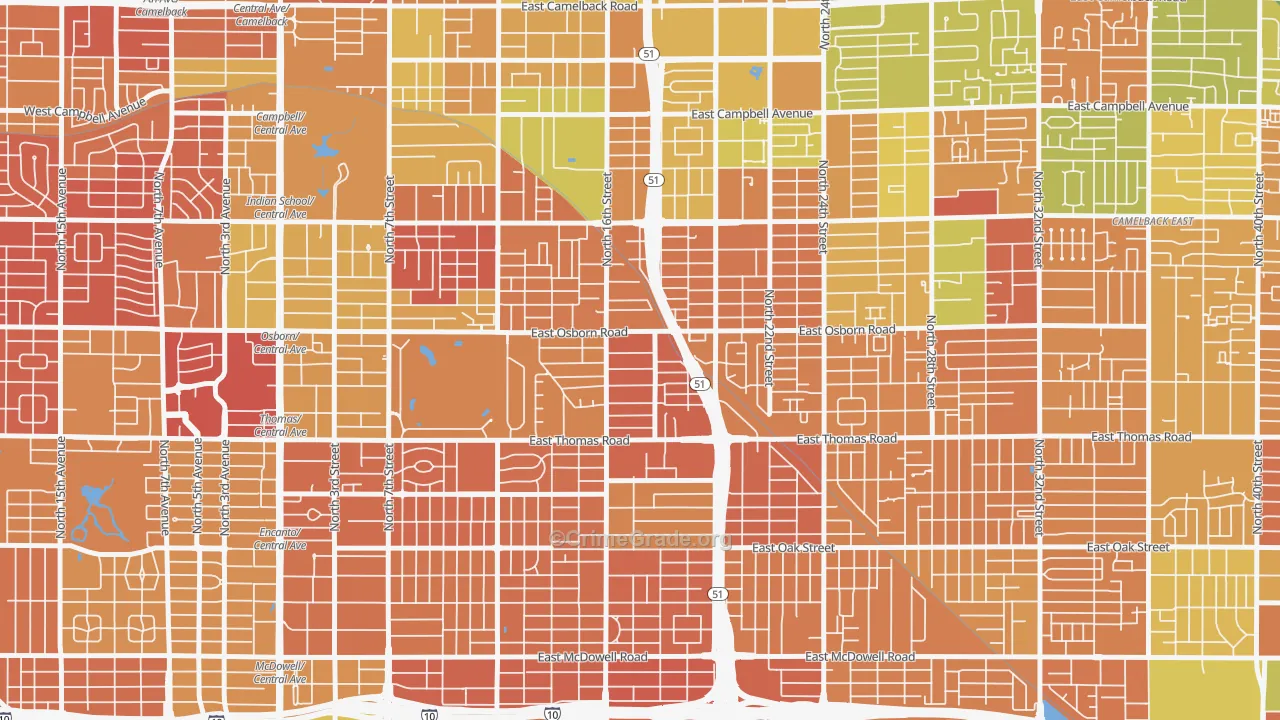 Bronze Boot, Phoenix, AZ Map of Murder Rates