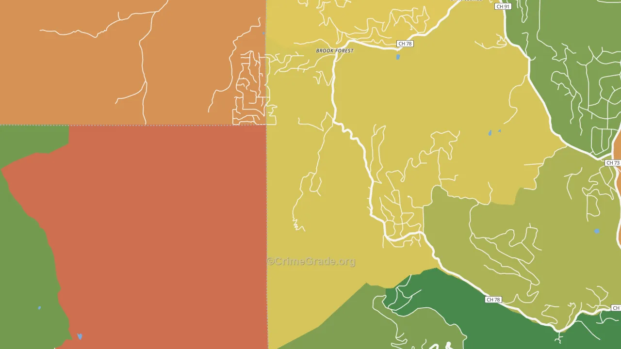 Brook Forest, CO Map of Murder Rates