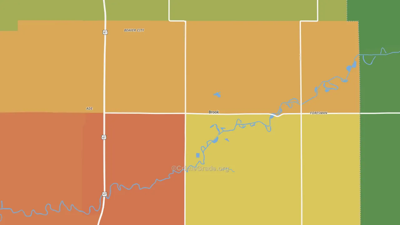 Brook, IN Map of Murder Rates