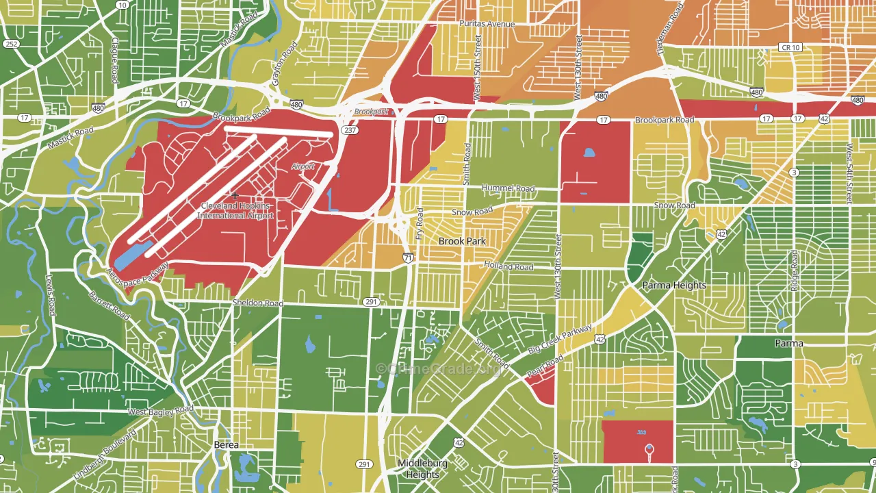 Brook Park, OH Map of Murder Rates