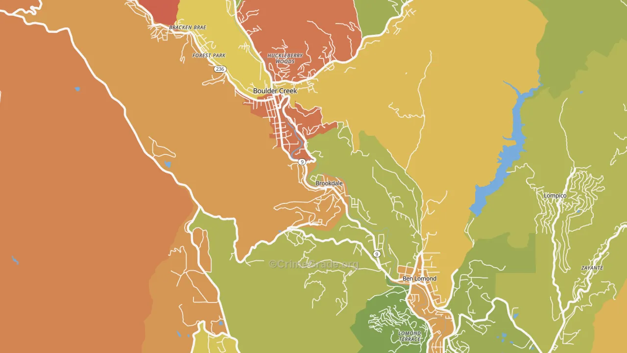 Brookdale, CA Map of Murder Rates