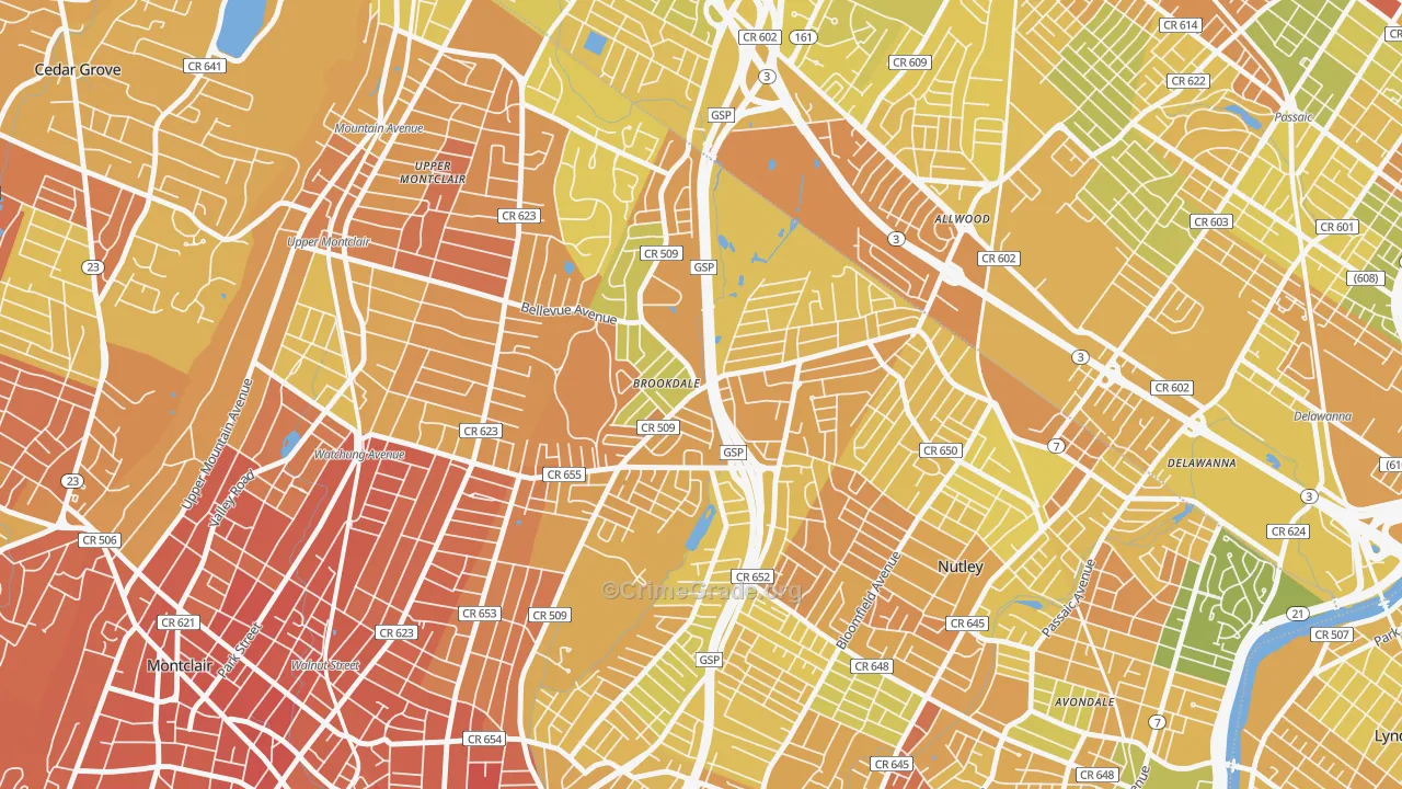 Brookdale, NJ Map of Murder Rates